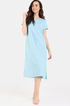 Zivame Desi Drama Knit Cotton Mid Length Nightdress - Aqua Sky — thumbnail 2